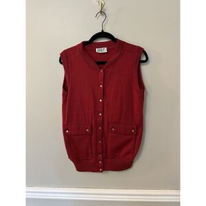Vintage 80s Back To Back Women's Red Vest Snap Buttons Size Large‎